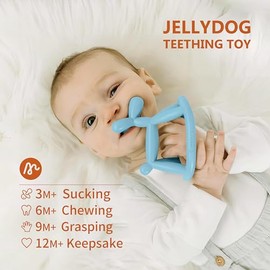 Juguete De Dentición Para Bebés De 3, 6, 12 Y 18 Meses. Jellydog - Mordedor Mecedor De Silicona De Grado Alimenticio, Anticaídas, Sin Olor, Reduce El Polvo Y La Adherencia Del Cabello. Regalo