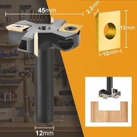 SpeTool Face Cutter 12 mm Shank 45 mm Cutting Diameter Face Milling Cutter for Router Surface Milling Cutter with ATS Coating Reversible Plates 2 + 2 Flutes CNC Milling Cutter Wood Flattening Cutter Surface Bit