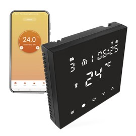 EMOS GoSmart WiFi Room Thermostat for Underfloor Heating with App - Programmable Smart Thermostat Including Floor Sensor, Adjustable Hysteresis - Compatible with Tuya, Smart Life, Alexa, Google - Black