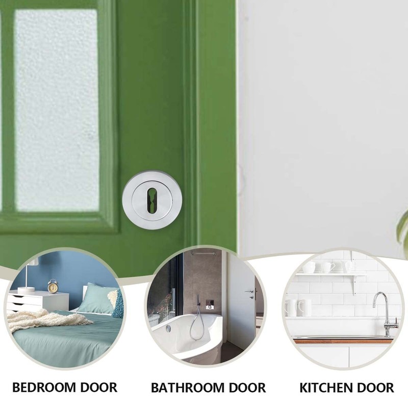 Bwintech 1 Pair 52MM Satin Chrome Keyhole Escutcheon Keyhole Cover