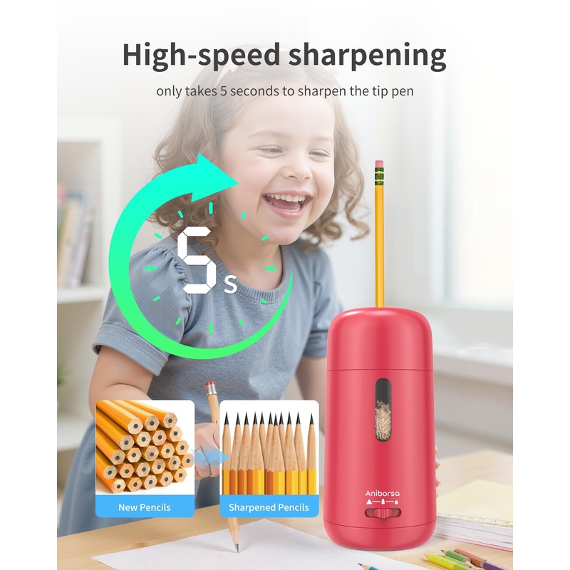 Aniborsa Automatic Electric Pencil Sharpener - Auto Feed, Auto Stop