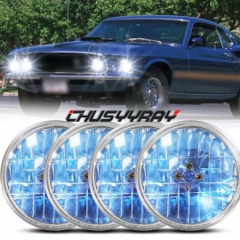 CHUSYYRAY 4PC for Ford Mustang 1969 DOT 5.75"5 3/4" Inch Headlights Halogen Hi/Lo beam