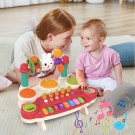 LESSETI 20 in 1 Baby Musical Toys - Interactive Piano Keyboard Drum Set for Infant 6 9 12 18 Months, Toddlers 1-3, Early Learning Development Educational Toy, Birthday Gift for Boys Girls 1 2 3 4