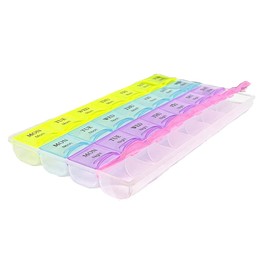 Shoes Lane SHOES LANE Monthly Pill Organiser 28 Compartments 7 Days Pill Planner Portable Travel Medication Organiser 4 Week, 7 Day 1 Times a Day Tablet Organiser Box Vitamin Meds Supplement Container for Family