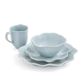 Portmeirion Sophie Conran Floret 4 Piece Place Setting | Dinner Plate, Salad Plate, Cereal Bowl, and Mug | Made from Porcelain | Microwave and Dishwasher Safe – Robins Egg