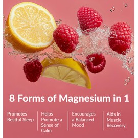BIOptimizers Magnesium Breakthrough Drink Raspberry Lemonade - 8 Forms of Magnesium: Glycinate, Malate, Citrate, and More - Natural Sleep and Brain Supplement – 6 oz (30 Servings)