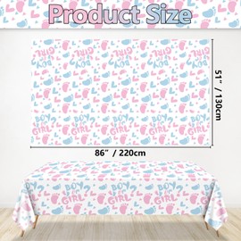 XJLANTTE 4Pcs Gender Reveal Tablecloth - Boy or Girl Table Decorations Rectangular Pink and Blue Table Cover for Baby Shower Decorations, Gender Reveal Boy or Girl Party Supplies, 51 x 86.6 Inch