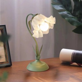 Vintage Floral Desk Lamp with Adjustable Gooseneck 3 Color Modes LED Bedside Reading Light for Bedroom Office HotelBody color: Green, Lamp Power(W): 3.5, Plug Type: US