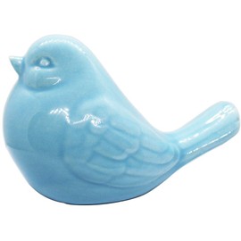 New Blue Glazed Ceramic Bird Figurine, Bird Statue, French Country Garden Cottage Bird Ornaments, Home Decor Accents Collectible Bird Figurine