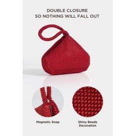 BABEYOND Women's Beaded Clutch Evening Bags Vintage Elegant Triangle Purse for 1920s Party Prom Wedding, Red, One Size