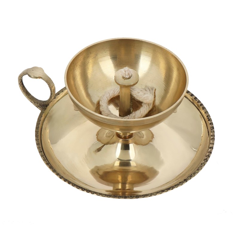 NKlaus Ghee Lamp Oil Lamp with Wick Handmade Brass House