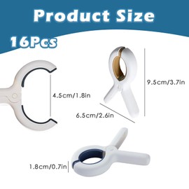 16 Pack Towel Clips for Sun Loungers, Beach Towel Clips, Sunbed Towel Clips - Secure Hold Without Damage, Non-Slip Grip for Poolside, Travel, Backyard (9.5 x 6.5 x 1.8cm, 8 Khaki + 8 Blue)