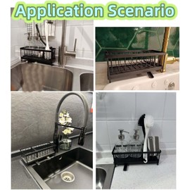 Latawon Kitchen Sink Organizer,Sink Caddy Sponge Holder for Kitchen Sink with Removable Drip Tray,Stainless Steel Countertop Kitchen Caddy,Brush Rack Dishrag Dishcloth Holder Rack