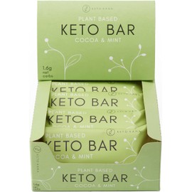 Keto Hana Cocoa & Mint Bar Keto Diet Vegan Grain Free Dairy Free Plant Based No Refined Sugars Gluten Free 1.6g Net Carbs - 40g a bar, 12 in a box