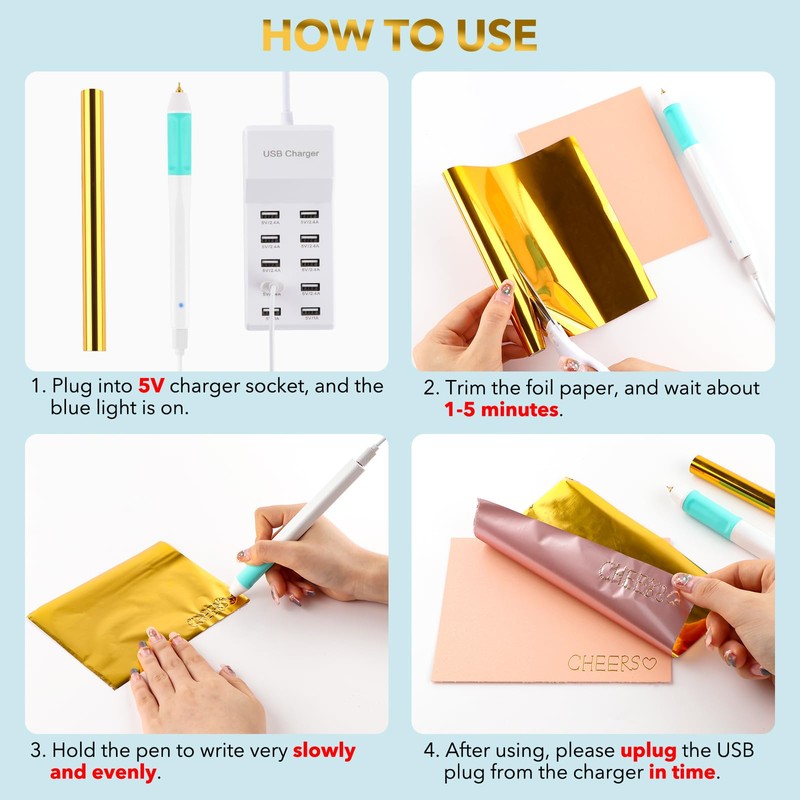 14PCS/Set Hot Heated Foil Pens & Hot Foil Roll Set