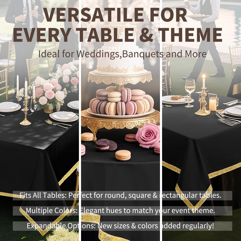 Teruntrue 2 Pack Black Tablecloths 153x260cm Polyester Rectangle Table Cloth
