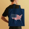 RetroPlanet Tote Bag, USA Patriotic Flag, 100% Canvas, Large