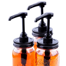 Mason Jar Syrup & Sauce Dispenser Pump Lids for Regular Mouth (3 Pack), Airtight & Leak-Proof Kitchen Food Grade Coffee Syrup Dispenser Pump (Jar Not Included)