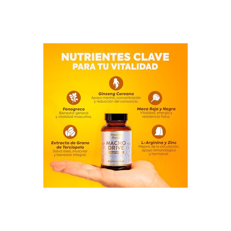Macho Drive Maca Negra Roja Ginseng Zinc L-Arginina Cápsulas Health