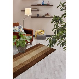 Custom Size Hallway Runner Rug, Slip Resistant, 26 Inch Wide X Your Choice of Length, Lines Brown, 26 Inch X 24 feet