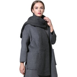 NEOSAN Women Men Winter Thick Cable Knit Wrap Chunky Warm Scarf Charcoal Hor