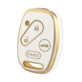 OFF WE GO for Honda Key Fob Cover, Premium Soft TPU Full Protection Key Fob Case Compatible with Honda Accord Civic CR-V EX Pilot Smart Remote Keyless Key Shell Holder (Gold White)