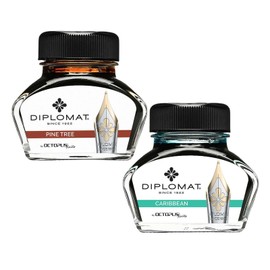 Diplomat Octopus 60ml Ink, Pine Tree, Caribbean Ink (D41001019, D41001029) Fountain Pen Ink (30ml Each Ink Bottle, 2 Pack)