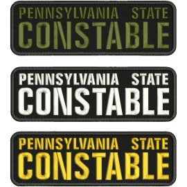 P STATE CONSTABLE 3 EMB PATCH 3X10 HOOK ON BACK WHITE od and gold ON BLACK