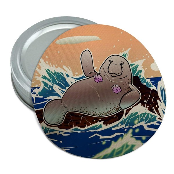 Waving Manatee Mermaid On Rocks And Waves Funny Round Rubber