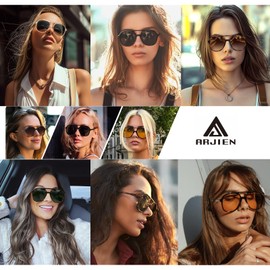 Arjien Polarized Sunglasses for Women with UV Protection 70s Vintage Aviator Sunglasses for Women Trendy Sunglasses for Women