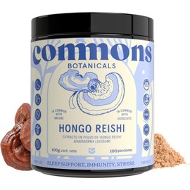 Commons Hongos Adaptógenos - Hongo Reishi - Extracto Puro en Polvo 100 gr - Suplemento de Alta Calidad - Apoyo del Sueño - Energizante y Antioxidante - 100% Orgánico