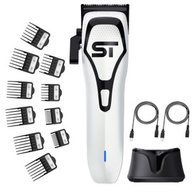 Supreme Trimmer Darkstar 72 Clipper w/DLC Blades | 180 Min Run Time, 9000 RPM Hair Clipper | Low Noise Magnetic Vector Motor, Professional Barber Clipper | STC72 White