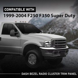 Dash Bezel Radio Cluster Trim Panel, Compatible with Ford F250 F350 Super Duty 1999-2004, W/o Hole, Dashboard Bezel Cluster Dash bezel, Black