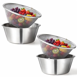 4 Pcs Mini Colander Food Strainer 304 Stainless Steel Fine Mesh Colander