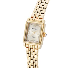 Miykon Dainty Watches for Women - Small Face Square Womens Watch with Genuine Crystals, Classic Luxury Style Bracelet Watch for Petite Thin Wrists, Cute & Unique - Japanese Quartz, Waterproof to 100ft (Gold Bracelet, Gold Dial, 21mm)