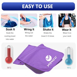 YQXCC 4 Pack Cooling Towels (40"x12") Cool Towel, Cold Towel, Microfiber Soft Breathable Chilly Ice Towel for Sport, Yoga, Golf, Gym, Camping, Running, Fitness, Workout & More Activities