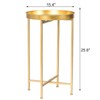 Adeco Round End Table Metal Folding Side Table Small Bedside