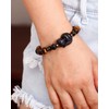 Jewever Tiger Eye with Black Obsidian Fox Bracelet for Women