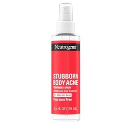 Neutrogena Stubborn Body Acné Spray con ácido salicílico, tratamiento de acné en aerosol sin fragancia para eliminar y ayudar a prevenir el acné, ideal para brotes de pecho y espalda, 2% ácido salicílico, 5.5 onzas líquidas