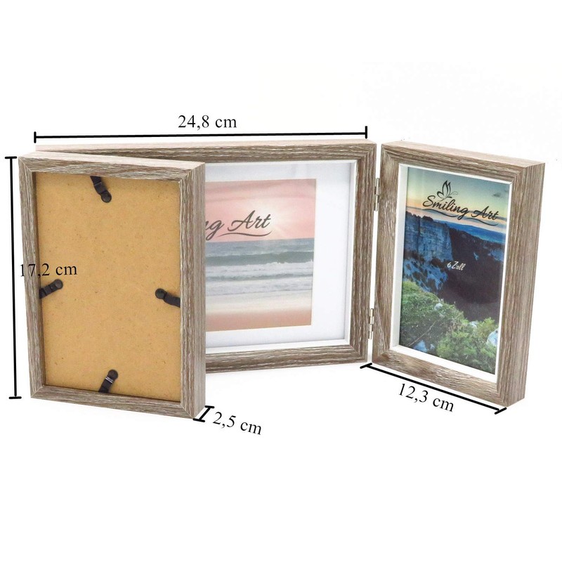 Smiling Art Foldable Photo Frame for 3 Landscape and Portrait