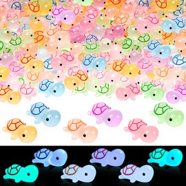 SYWHXY 122PCS Luminous Mini Resin Turtles Miniature Turtles Animals Glow in The Dark Tiny Turtle Figurines to Hide for Micro Ocean Garden Landscape Aquarium Dollhouse DIY Decor (8 Color)