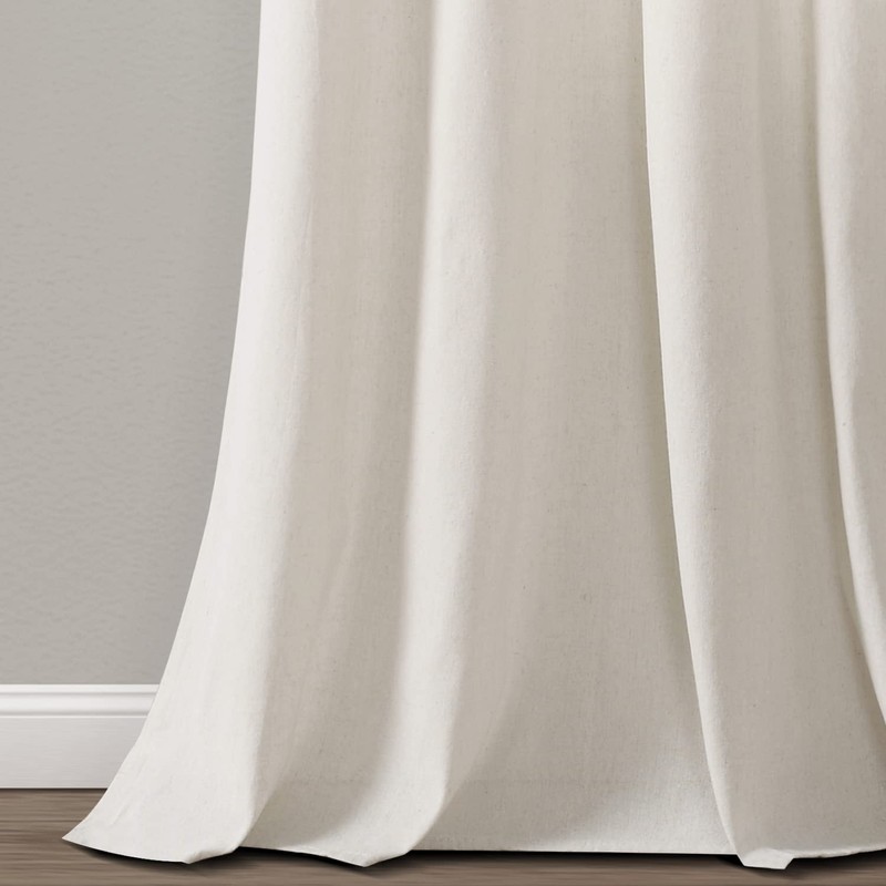 Lush Decor Farmhouse Faux Linen Colorblock Pleated Window Curtain Panel