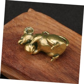 HOMSFOU 2pcs Brass Mouse Ornament Decor Feng Shui Miniature Statues Vintage Ornaments Animals Micro Garden Accessories Household Mouse Statue Mouse Statue Ornament Car Supplies Pendant