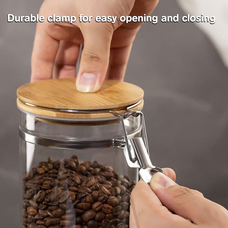 Yangbaga Glass Coffee Sugar Containers with Shelf, 3 x 45