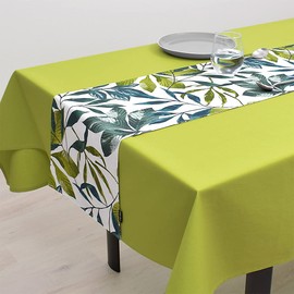 W2600830 Table Runner, Reversible, 100% Cotton, Scandinavian, Stylish, Table Center, 11.8 x 82.7 inches (30 x 210 cm), Botanical Leaf, Style Decor