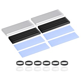 PATIKIL M.2 2280 Nvme SSD Heatsink 70x22x6mm, Radiator Cooler Aluminum Heat Sink Cooling Fin with Thermal Pad/Tape/Rubber Ring for Laptop Electronics CPU Led, Black/Silver
