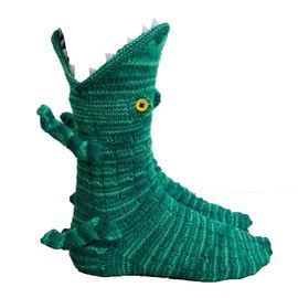 LIN&BABAY Knit Crocodile Socks for Women Men, Novelty Shark Socks Animal Socks, Alligator Socks Winter Warm Thick Knit Funny Socks (Crocodile)