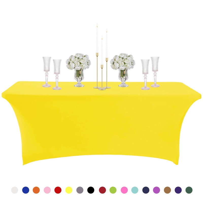 Yellow Spandex Tablecloth 4ft for Rectangle Table,Stretchable Tablecloth Washable Table