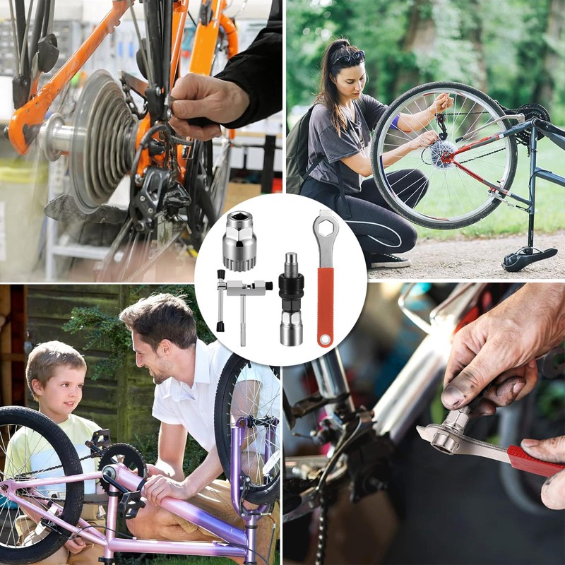 4Pcs Set Bicycle Crank Removal Tool Set, Professional Bike Bottom