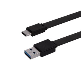 Monoprice Flat USB Type-C to Type-A 3.2 Gen1 Charge and Sync Cable - 6 Feet - Black 5Gbps, 3A, Reversible Connector, Compatible with Galaxy S10 S10E S9 S8 S20 Plus